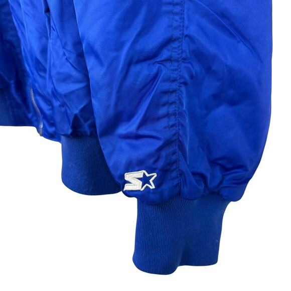 Starter Black Label Blue Full Zip Bomber Jacket 9S0-251 Lined Satin Shiny sz XL - Picture 8 of 16